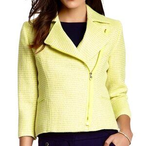 Ted Baker Noira Cropped Boucle Tweed Biker Jacket Yellow Ted Baker Size 0 / Sz 2